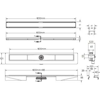 Душевой лоток Berges Wasserhaus B1 Antik 090024 60 Матовый хром